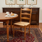 Straw and Brown Wood Ladder Back Dining Side Chair