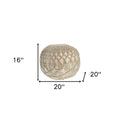 Cream Cotton Tufted Round Geometric Pouf Ottoman - 20-inch
