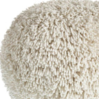 Cream Cotton Tufted Geometric Round Pouf Ottoman - 20-inch