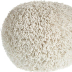 Cream Cotton Tufted Geometric Round Pouf Ottoman - 20-inch