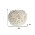 Cream Cotton Tufted Geometric Round Pouf Ottoman - 20-inch