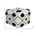 White Cotton Geometric Pouf Ottoman - 18-inch