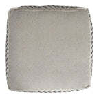 White Cotton Striped Pouf Ottoman - 18-inch