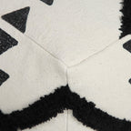 White Cotton Geometric Pouf Ottoman - 18-inch