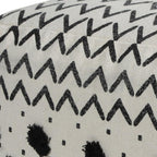 White Cotton Chevron Pouf Ottoman - 18-inch
