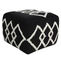 Black Cotton Geometric Pouf Ottoman - 18-inch
