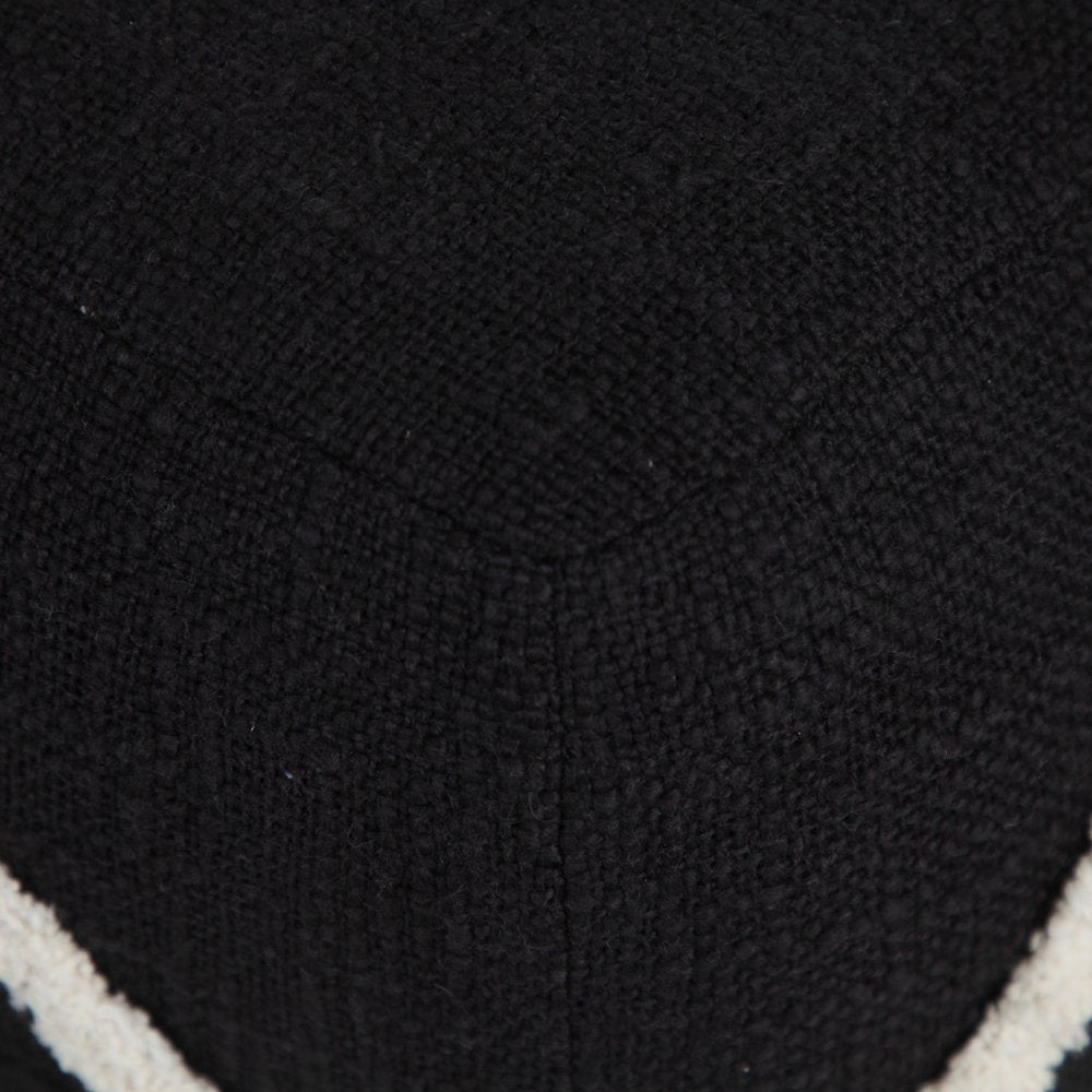 Black Cotton Geometric Pouf Ottoman - 18-inch