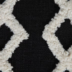 Black Cotton Geometric Pouf Ottoman - 18-inch