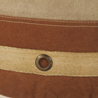Tan Cotton Striped Cylinder Pouf Ottoman - 16-inch