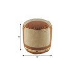 Tan Cotton Striped Cylinder Pouf Ottoman - 16-inch