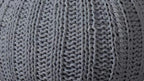 Gray Cotton Round Pouf Ottoman - 20-inch
