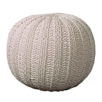 Gray Cotton Round Pouf Ottoman - 20-inch