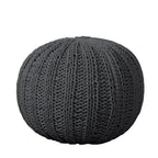 Gray Cotton Round Pouf Ottoman - 20-inch