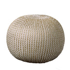 Gold Cotton Round Pouf Ottoman - 20-inch