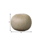 Gold Cotton Round Pouf Ottoman - 20-inch