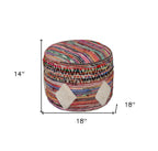 Rainbow Geometric Cylinder Pouf Ottoman - 18-inch