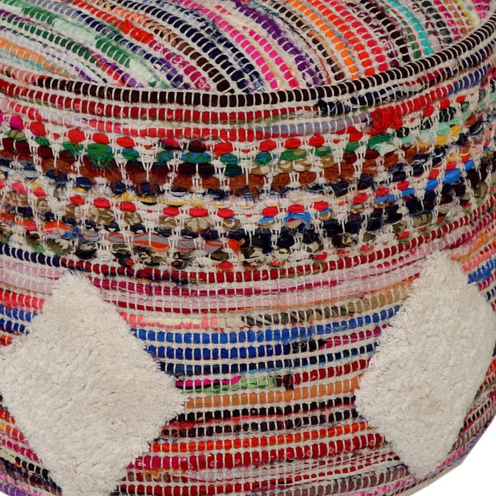 Rainbow Geometric Cylinder Pouf Ottoman - 18-inch