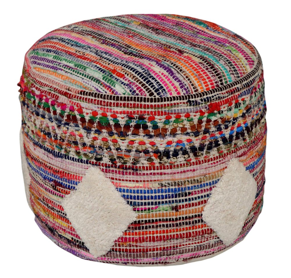 Rainbow Geometric Cylinder Pouf Ottoman - 18-inch