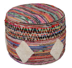 Rainbow Geometric Cylinder Pouf Ottoman - 18-inch