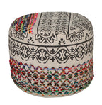 Rainbow and Gray Geometric Cylinder Pouf Ottoman - 18-inch