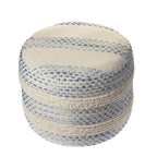 Blue Cotton Blend Ottoman - 18-inch