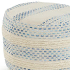 Blue Cotton Blend Ottoman - 18-inch