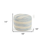 Blue Cotton Blend Ottoman - 18-inch