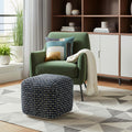 Black Upholstery Geometric Pouf Ottoman - 16-inch
