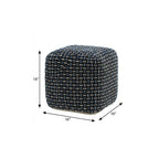 Black Upholstery Geometric Pouf Ottoman - 16-inch