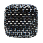 Black Upholstery Geometric Pouf Ottoman - 16-inch