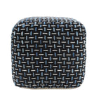 Black Upholstery Geometric Pouf Ottoman - 16-inch