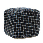 Black Upholstery Geometric Pouf Ottoman - 16-inch