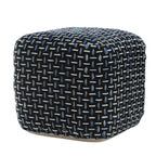 Black Upholstery Geometric Pouf Ottoman - 16-inch