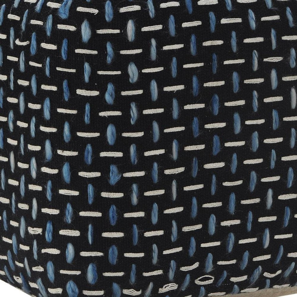 Black Upholstery Geometric Pouf Ottoman - 16-inch