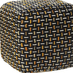 Black Upholstery Geometric Pouf Ottoman - 16-inch
