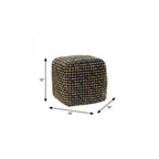 Black Upholstery Geometric Pouf Ottoman - 16-inch