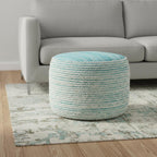 Pink Fabric Cylinder Striped Pouf Ottoman - 18-inch