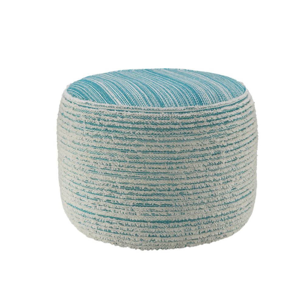 Pink Fabric Cylinder Striped Pouf Ottoman - 18-inch