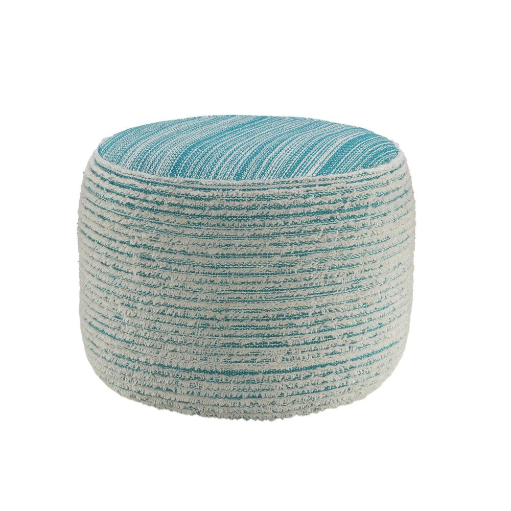 Pink Fabric Cylinder Striped Pouf Ottoman - 18-inch