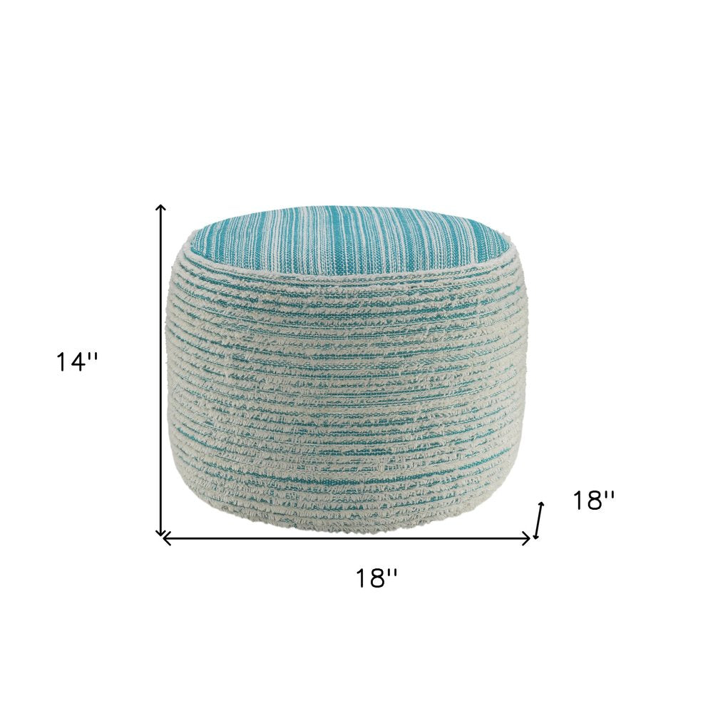 Pink Fabric Cylinder Striped Pouf Ottoman - 18-inch