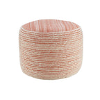 Pink Fabric Cylinder Striped Pouf Ottoman - 18-inch