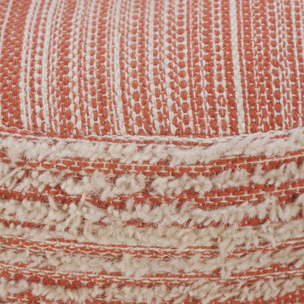 Pink Fabric Cylinder Striped Pouf Ottoman - 18-inch