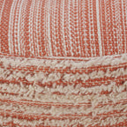 Pink Fabric Cylinder Striped Pouf Ottoman - 18-inch