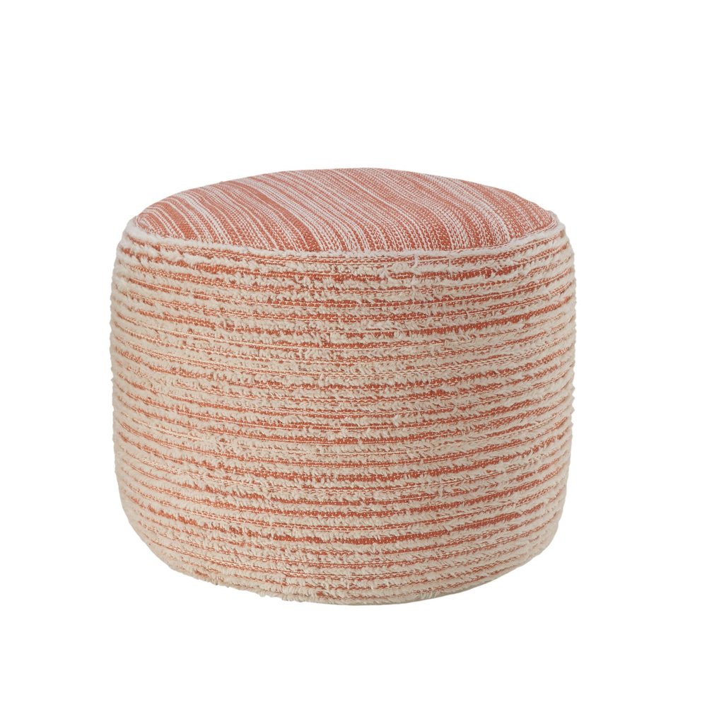 Pink Fabric Cylinder Striped Pouf Ottoman - 18-inch