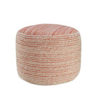 Pink Fabric Cylinder Striped Pouf Ottoman - 18-inch