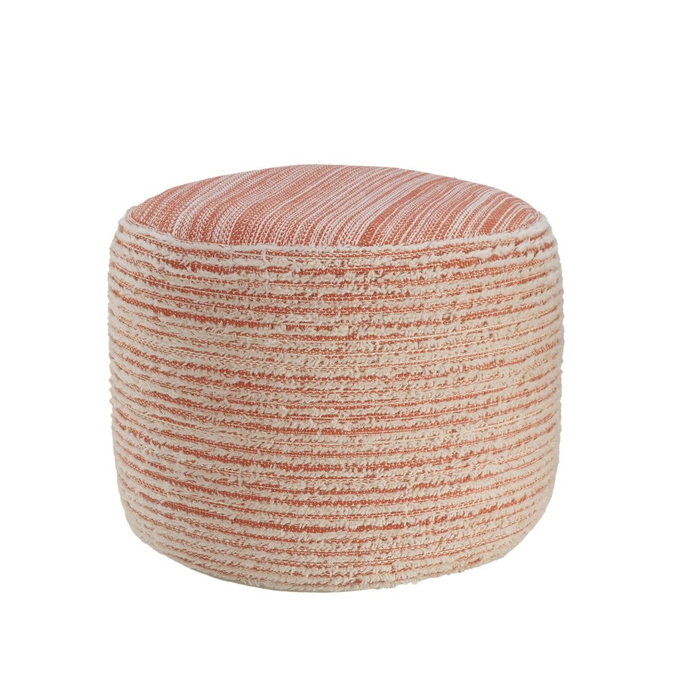 Pink Fabric Cylinder Striped Pouf Ottoman - 18-inch