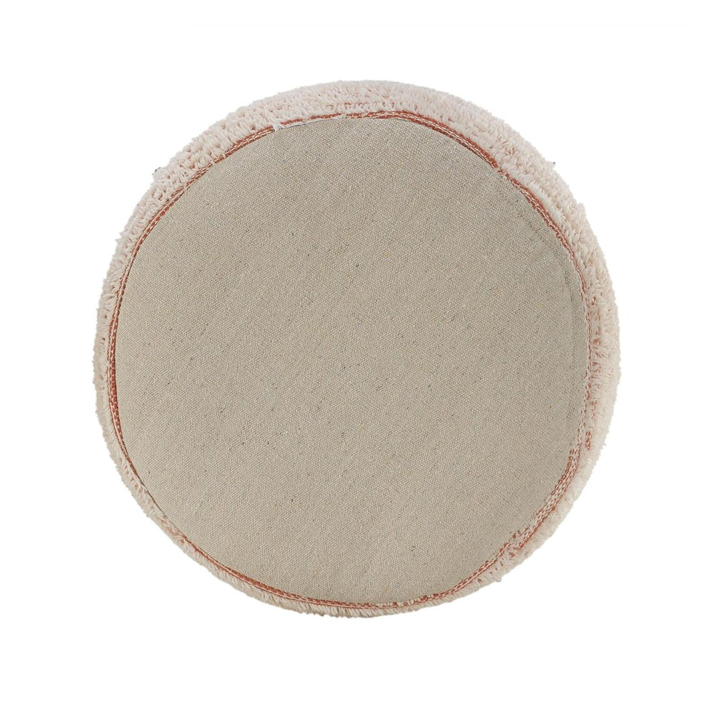 Pink Fabric Cylinder Striped Pouf Ottoman - 18-inch