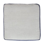 Natural and Navy Blue Cotton Medallion Pouf Ottoman - 18-inch