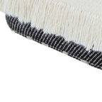 White Cotton Striped Pouf Ottoman - 18-inch