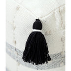 Black Cotton Striped Pouf Ottoman - 18-inch